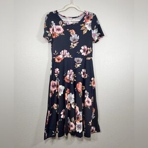 NWT Pretty Young Thing Dress Floral Swingy A-Lined Navy Pink Soft NEW Women L